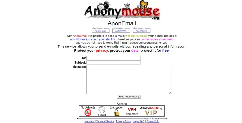 AnonEmail - Anonymous email provider - HideMyID