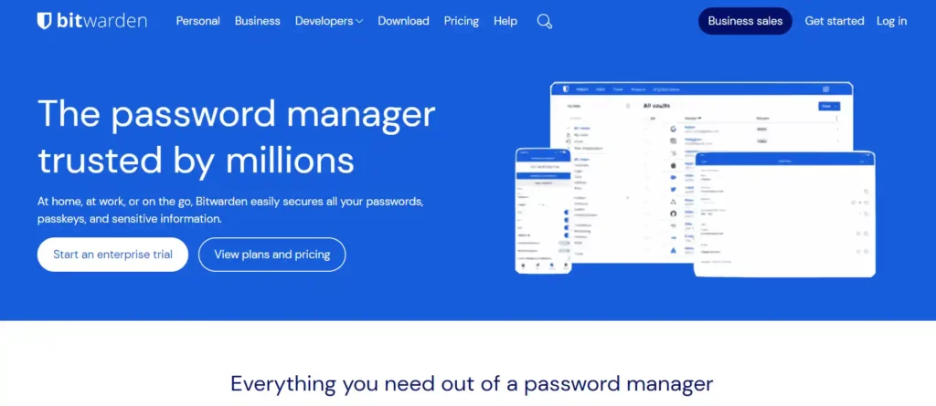 bitwarden home page- google password manager alternative