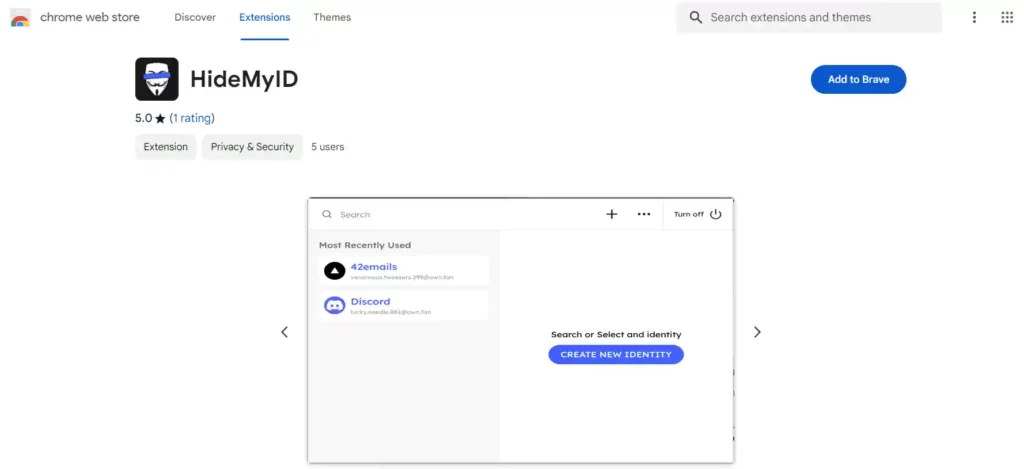 HideMyID Extension home page