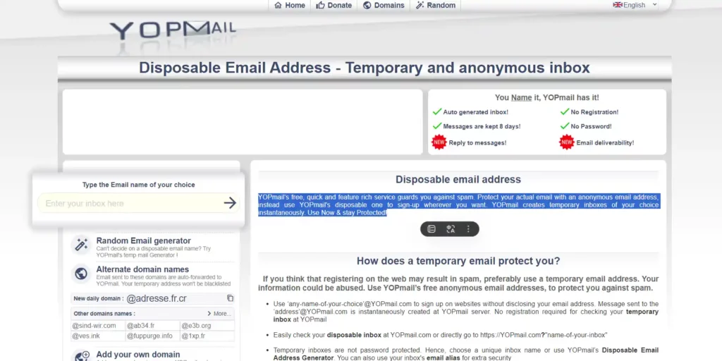 YOPMail - Temporary and Anonymous Inbox - HideMyID